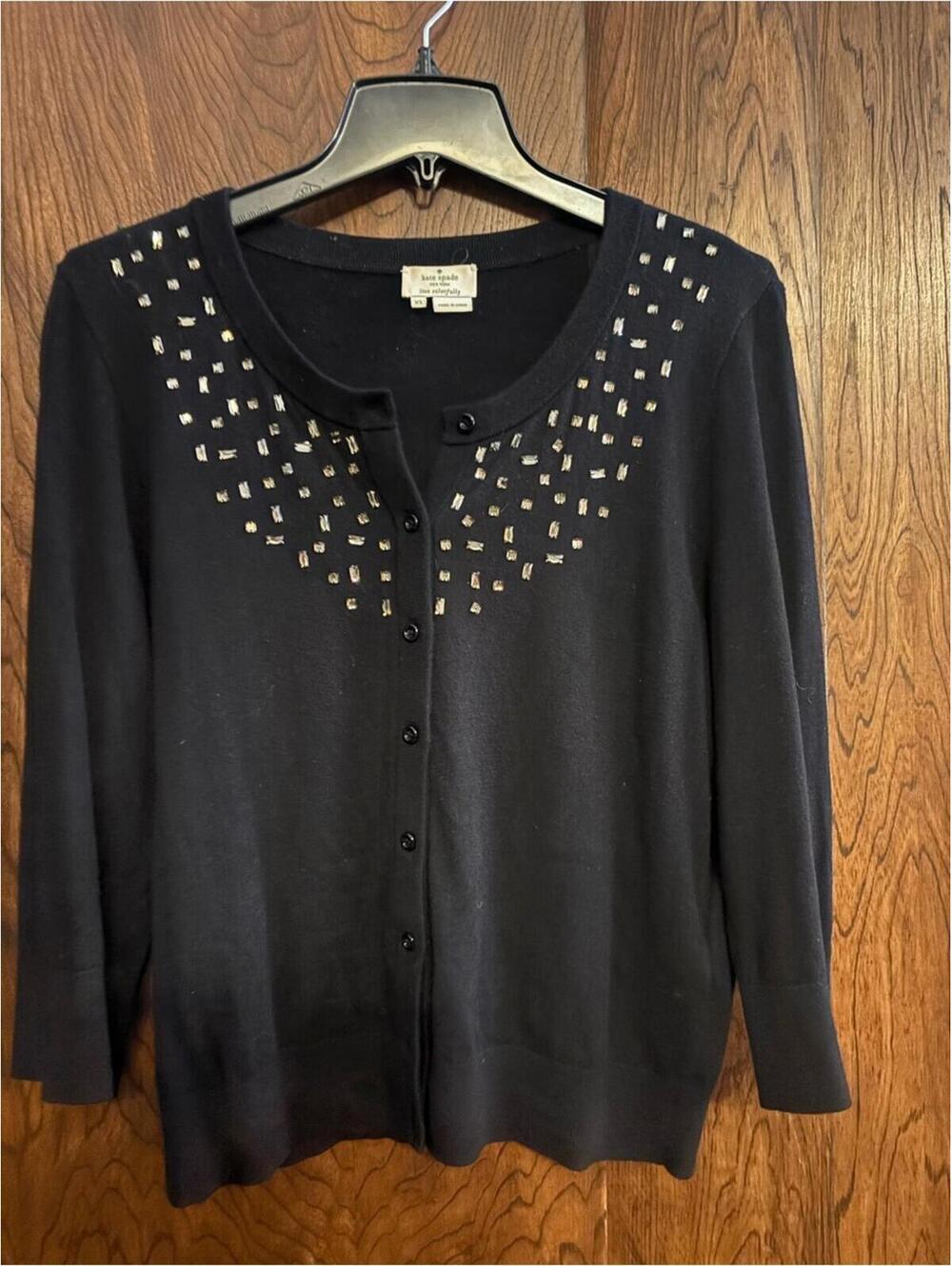 kate spade Black Cardigan with Silver Stud Accents